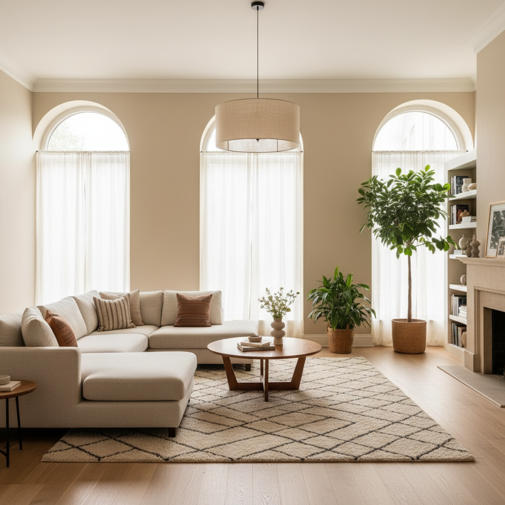 Well-lit room with soft lighting