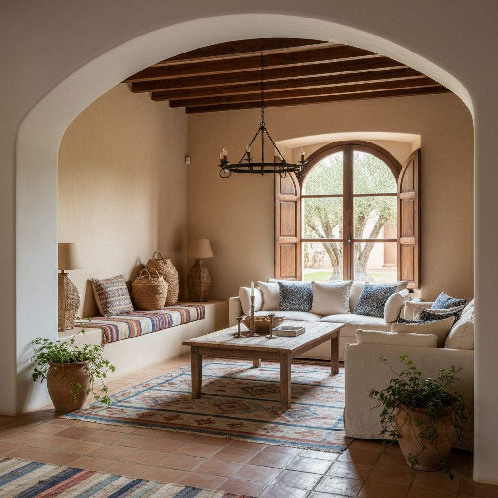 Image showcasing Mediterranean furniture styles and materials.