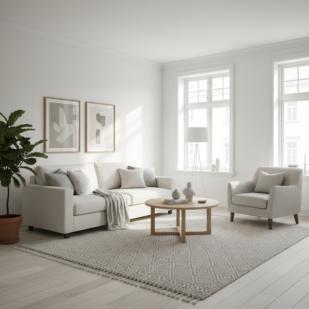 Scandinavian-inspired room with light color palette and natural light